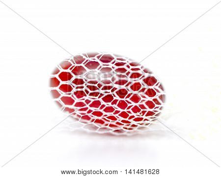 picture of a krill oil gel capsules in white net