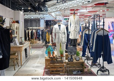 SHENZHEN, CHINA - FEBRUARY 05, 2016: inside of a store at KK Mall in Shenzhen. Shenzhen has excellent shopping choices and offers tourists great shopping opportunities.