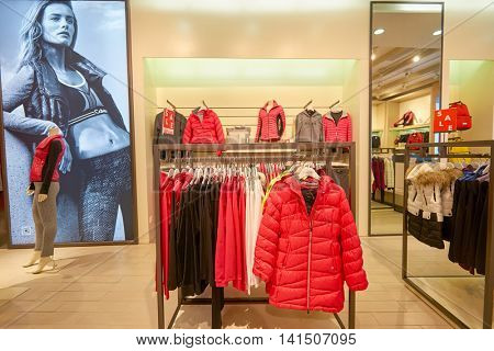 SHENZHEN, CHINA - FEBRUARY 05, 2016: inside of a store at KK Mall in Shenzhen. Shenzhen has excellent shopping choices and offers tourists great shopping opportunities.
