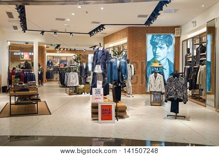 SHENZHEN, CHINA - FEBRUARY 05, 2016: inside of KK Mall in Shenzhen. Shenzhen has excellent shopping choices and offers tourists great shopping opportunities.