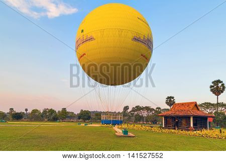 Angkor Wat Siem Reap Cambodia - MARCH 01 2015 : Most balloonists enjoy low level flight. Angkor Hot Air Balloon Siem Reap.