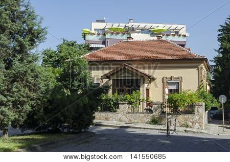 Kyustendil, Bulgaria - June 25, 2016: Residential district of old, contemporary house and new construction together, Kyustendil, Bulgaria. Visit of Kyustendil in summer.