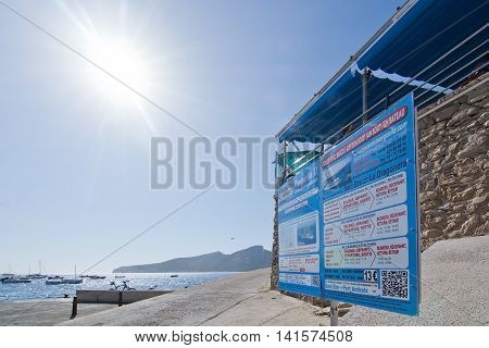 Information Board For Boats To Dragonera