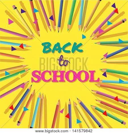 Back To School. Background with Colorful Pencils with Header. Welcome. PosterBanner Brochure Template.Vector Illustration.