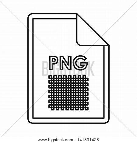 PNG image file extension icon in outline style isolated on white background