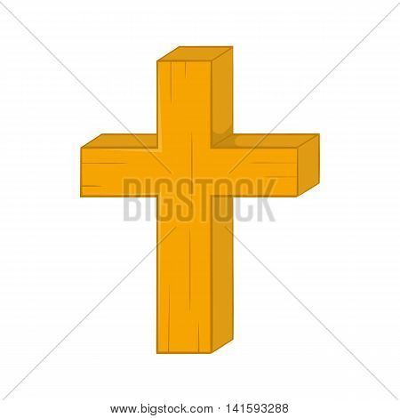 Christian cross icon in cartoon style on a white background