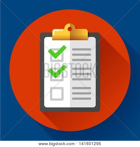 vector clipboard with green checklist icon flat.