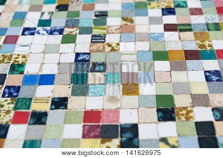 Aerial View At Artistic Mosaic Tiles With Patina Effect