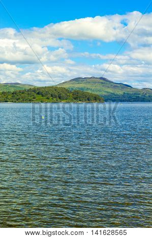 Beautiful landscape of Loch Lomond lake in Luss Argyll&Bute in Scotland UK