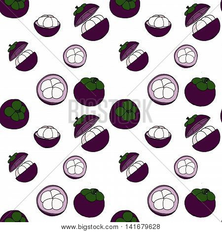 Mango-teen Seamless Pattern By Hand Drawing On White Backgrounds.