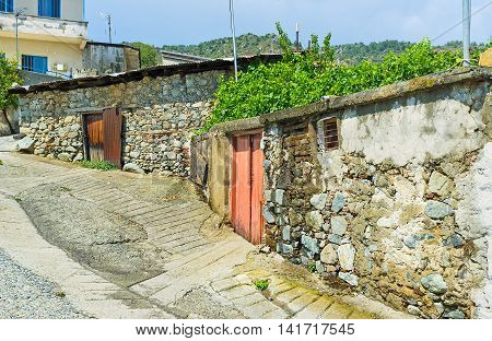 The medieval housing in historic Pelendri village located in Troodos Mountains Cyprus.