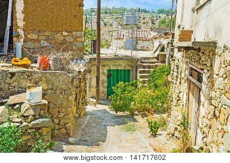 Gourri village boasts presered medieval houses Nicosia district Cyprus.