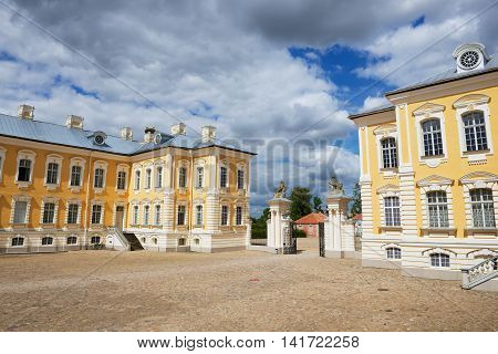 PILSRUNDALE, LATVIA - JULY 27, 2015: View to the inner yard of the Rundale palace in Pilsrundale, Latvia.