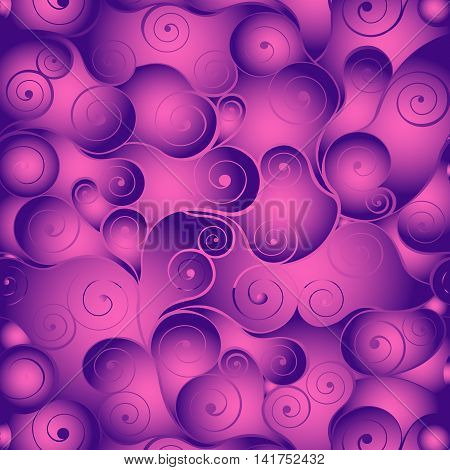 Violet swirls floral texture pattern. Vector illustration.