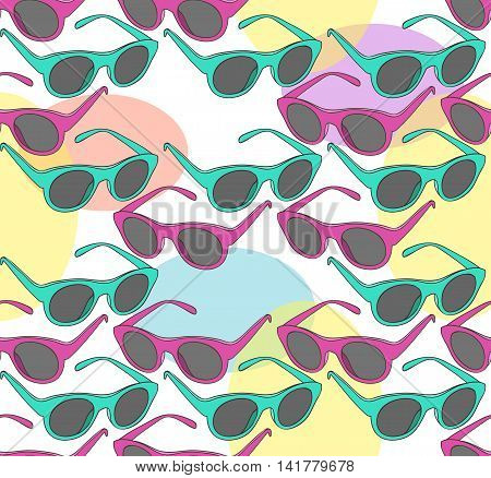 Seamless pattern with colorful sunglasses. Glasses pattern