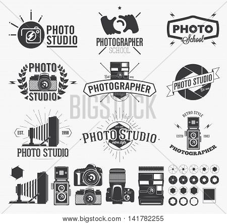 Photography and photo studio logo Classic camera Labels