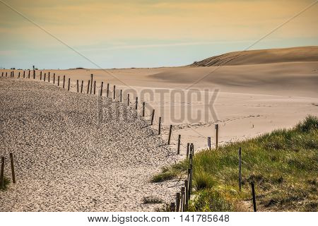 Moving dunes park near Baltic Sea in Leba Poland