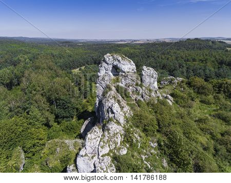 Limestone Rock In Jura Krakowsko-czestochowska. Poland. View From Above.