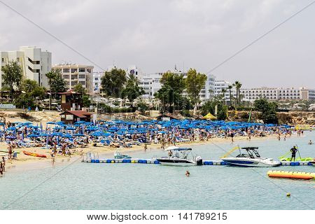 May 24 2016.Protaras.Hotels and beach at Fig tree Bay in Protaras .Cyprus.