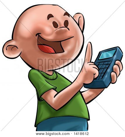 El muchacho Ande la calculadora