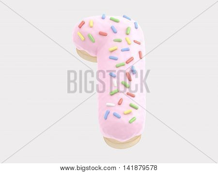 The font in the form of a donut with pink cream and multi-colored candy