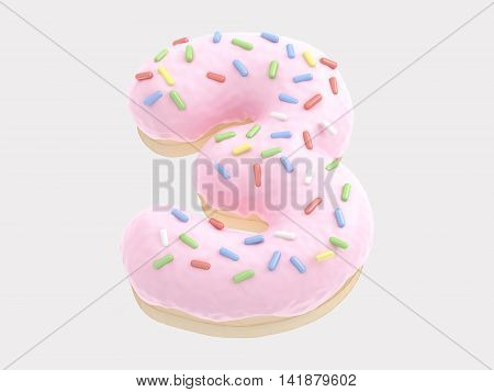 The font in the form of a donut with pink cream and multi-colored candy
