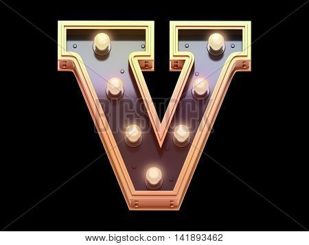 Gold lamp signboard font . 3d rendering