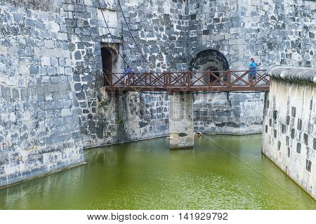 HAVANA CUBA - JULY 18 : The Morro castle in Havana Cuba on July 18 2016. The castle was built by the Spaniards in the years 1589 to 1630