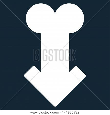 Male Sexual Disfunction vector icon. Style is flat symbol, white color, rounded angles, dark blue background.