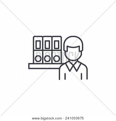 Archivist Line Icon, Vector Illustration. Archivist Linear Concept Sign.