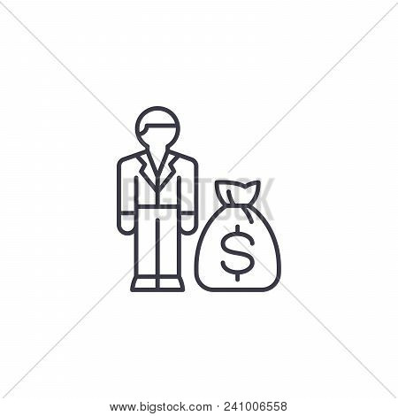 Bankir Line Icon, Vector Illustration. Bankir Linear Concept Sign.