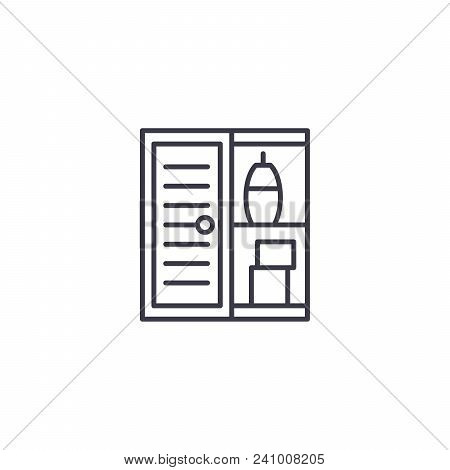 Bathroom Cabinet Interior Line Icon, Vector Illustration. Bathroom Cabinet Interior Linear Concept S