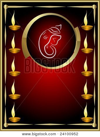 Diseño de tarjeta Diwalli Ganesha