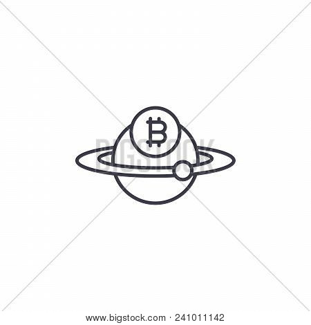 Bitcoins In Circulation Line Icon, Vector Illustration. Bitcoins In Circulation Linear Concept Sign.