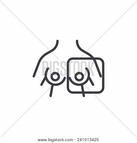 Breast Radiography Line Icon, Vector Illustration. Breast Radiography Linear Concept Sign.