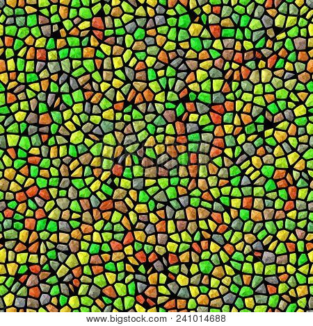 Green Yellow Orange Mosaic Stones Seamless Decorative Texture Design