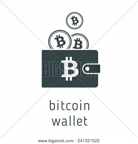 Vector Bitcoin Wallet With Coins, Cryptocurrency In The Wallet. Bitcion Coins In The Wallet Vector I