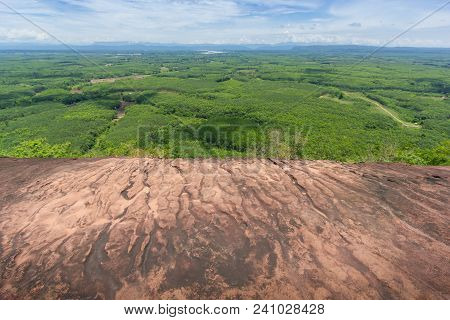 Texture Of The Natural Sandstone Cliff In The Jungle, Phu Sing, Bueng Kan, Thailand