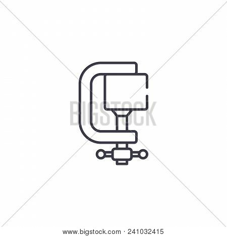 Clamp Line Icon, Vector Illustration. Clamp Linear Concept Sign.