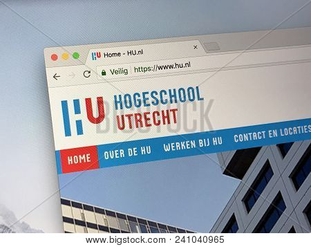 Amsterdam, Netherlands - May 17, 2018: Official Homepage Of The Hu University Of Applied Sciences Ut