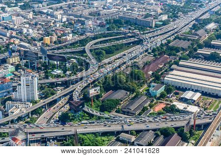 Bagkok, Thailand - November 22: Bangkok Cityscape Top View At November 22, 2016 In Bangkok, Thailand