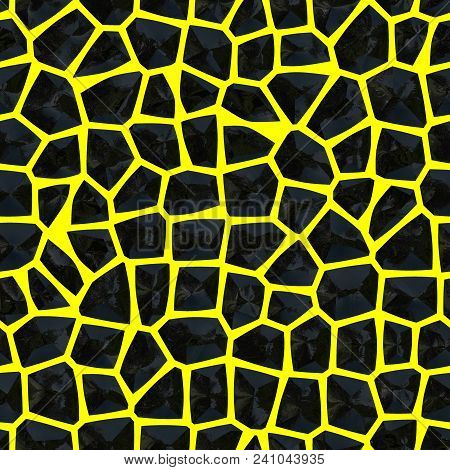 Yellow And Black Seamless Stony Shiny Mosaic Design Pattern