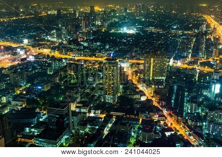 Bagkok, Thailand - November 21: Bangkok Top Night View On The Business Disctrict From Baiyoke Sky Ho