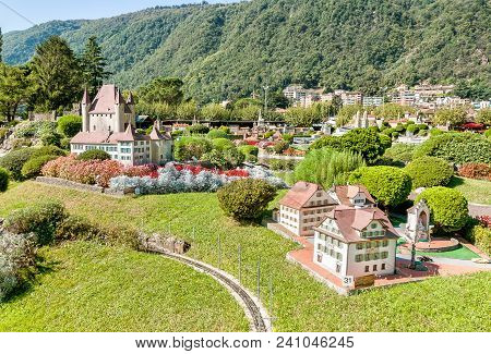 Melide, Lugano, Switzerland - September 25, 2014: Swiss miniature park in Melide, is an open-air mus