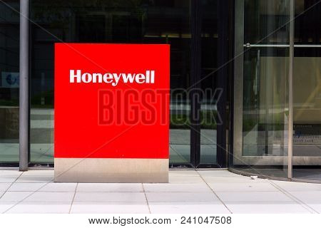 Prague, Czech Republic - May 10 2018: Honeywell Company Logo On Headquarters Building On May 10, 201