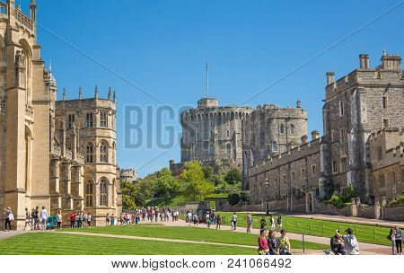 Windsor, Uk - May 5, 2018: Medieval Windsor Castle, Built 1066 By William The Conqueror. Official Re