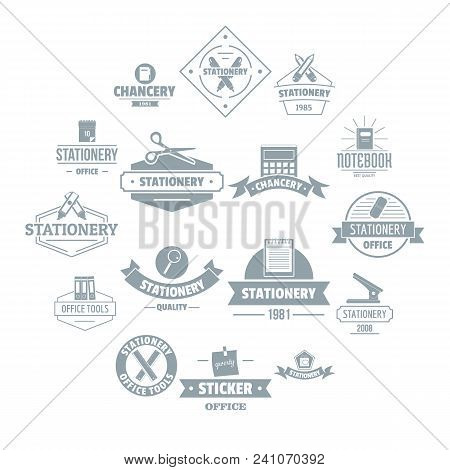 Stationery Logo Icons Set. Simple Illustration Of 16 Stationery Logo Vector Icons For Web