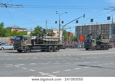Moscow, May, 9, 2018: Great Victory Holiday Parade Of Russian Military Vehicles. Radio Control Battl