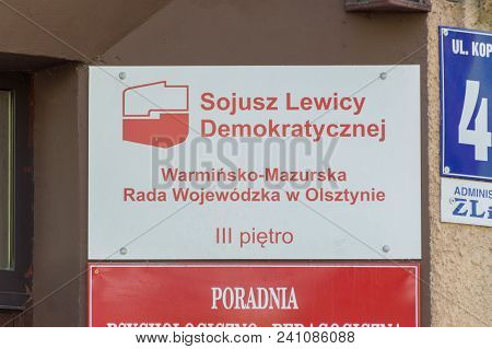 Olsztyn, Poland - May 1, 2018: Democratic Left Alliance (polish: Sojusz Lewicy Demokratycznej, Sld) 