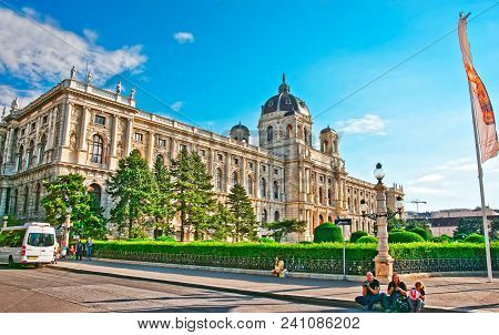 Vienna, Austria - August 31, 2013: Museumsplatz With Vienna Museum Of Natural History And Museum Of 